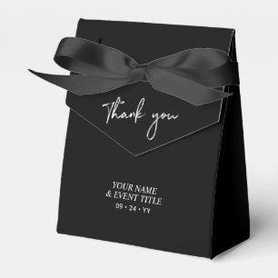 Black & White Brush Script Party Thank you Favou Favour Box