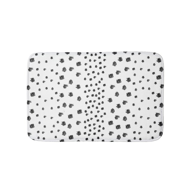 Black White Brush Spots Bath Mat (Front)