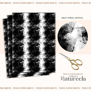 Black White Brushstrokes Collage Tissue Paper