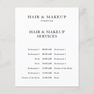 Black White Budget Wedding Hair Makeup Timeline Flyer