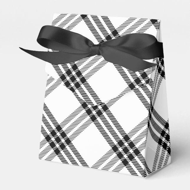 Black & White Buffalo Check Favour Box (Front Side)