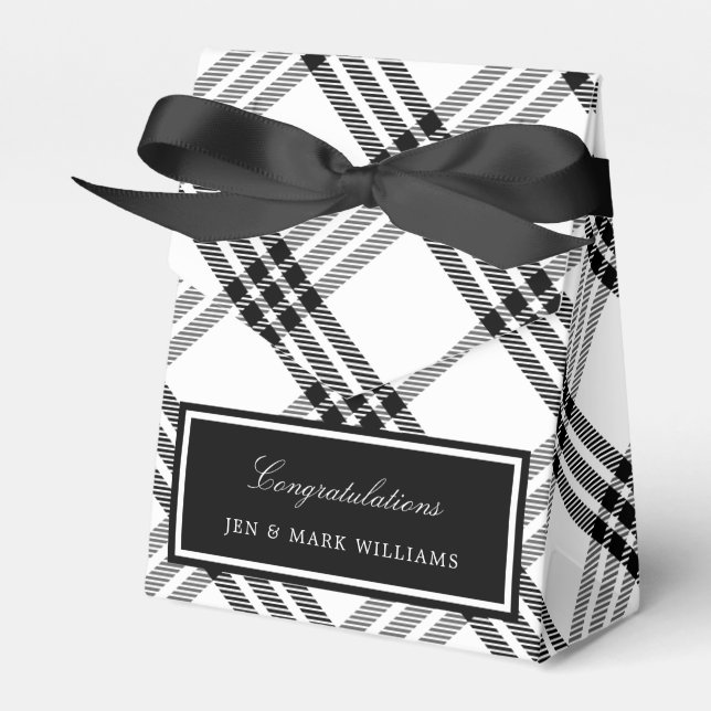 Black & White Buffalo Check Favour Box (Front Side)
