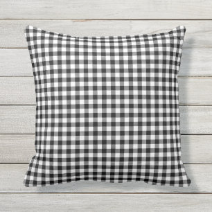 Black White Buffalo Check Gingham Design Pattern Cushion