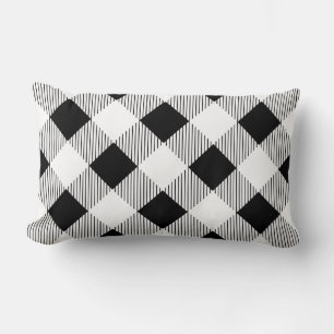 Black White Buffalo Check Lumbar Throw Pillow