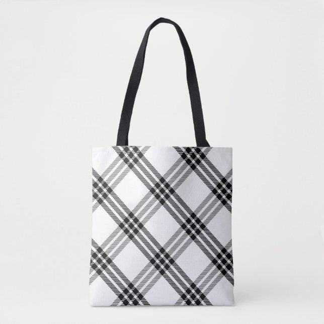 Black & White Buffalo Check Tote Bag (Front)