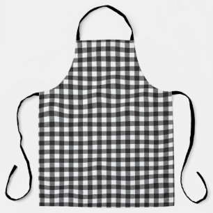 Black White Buffalo Gingham Check Plaid Holiday   Apron