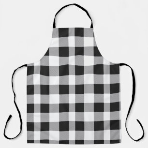 Black White Buffalo Gingham Check Plaid Holiday Apron