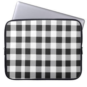 Black White Buffalo Gingham Check Plaid Holiday L Laptop Sleeve