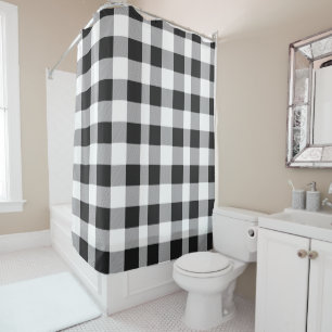 Black White Buffalo Gingham Check Plaid Holiday S Shower Curtain