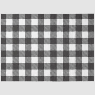Black White Buffalo Gingham Check Plaid Holiday Tissue Paper