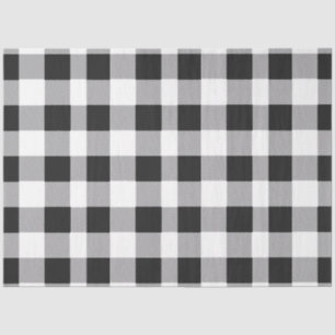 Black White Buffalo Gingham Check Plaid Holiday Tissue Paper