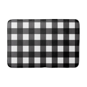Black & White Buffalo Gingham Chequered Plaid Bath Mat
