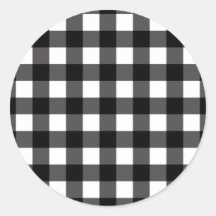 Black & White Buffalo Gingham Chequered Plaid Classic Round Sticker