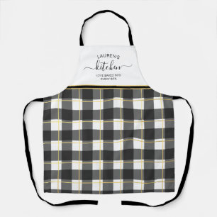 Black White Buffalo Plaid Apron