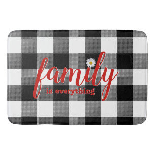 Black White Buffalo Plaid Bath Mat