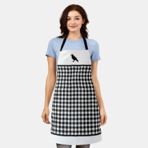 Black & White Buffalo Plaid Black Crow Apron