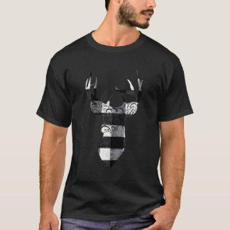 Black White Buffalo Plaid Check Reindeer Dear Chri T-Shirt