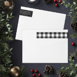 Black White Buffalo Plaid Christmas Family Wrap Around Label<br><div class="desc">A crisp black and white buffalo plaid pattern wraps around your envelope on this modern Christmas wrap around label. The family name and return address appear on the back flap in clean text for a sleek, contemporary finishing touch on your holiday mailings. The name and address are easy to personalise....</div>