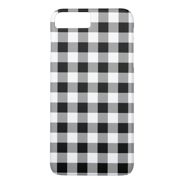 Black White Buffalo Plaid Pattern Case-Mate iPhone Case (Back)