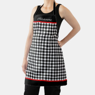 Black & White Buffalo Plaid Personalised Apron