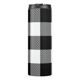 Black White Buffalo Plaid with Twill Thermal Tumbler