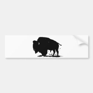 Black & White Buffalo Silhouette Bumper Sticker