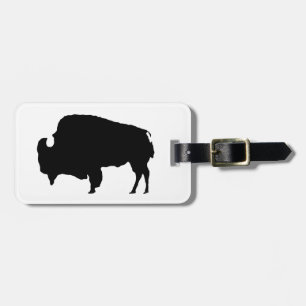 Black & White Buffalo Silhouette Luggage Tag