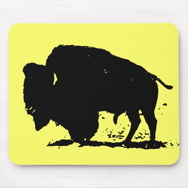 Black & White Buffalo Silhouette Mouse Pad (Front)