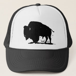 Black & White Buffalo Silhouette Trucker Hat
