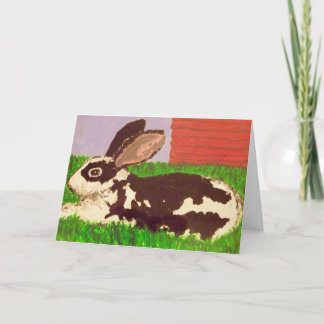 Black & White Bunny Painting on Greeting Card
