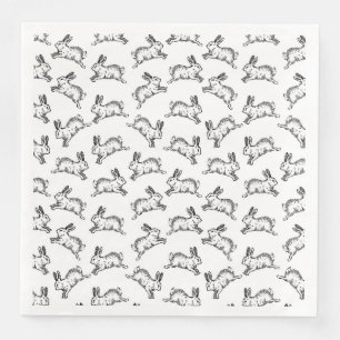 Black & White Bunny Rabbits Napkin