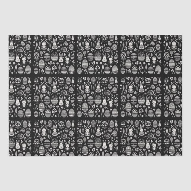 Black & White Bunny Trail Pattern Tissue Paper (Front)