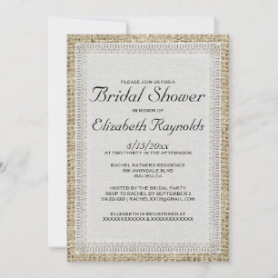 Black & White Burlap Bridal Shower Invitations