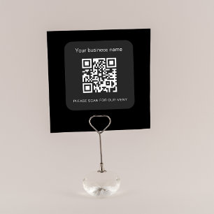 Black white business bar restaurant menu qr code square sticker