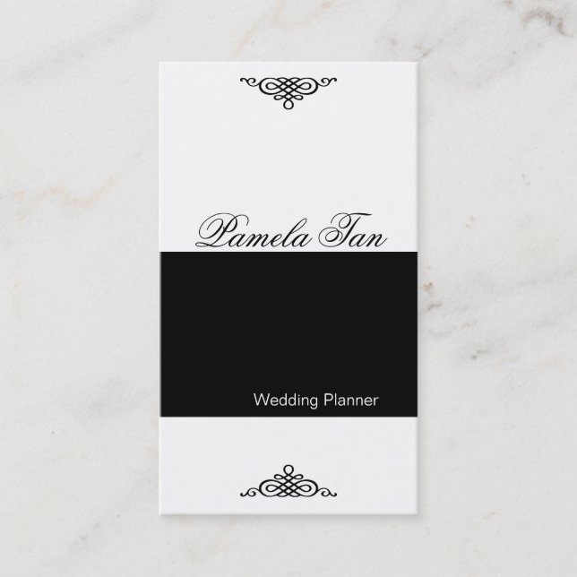 Black White Business Card BW 10 Wedding Planner (Front)