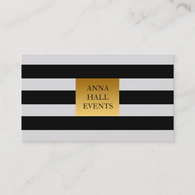 Black & White Business Card with Faux Gold Accents (Front)