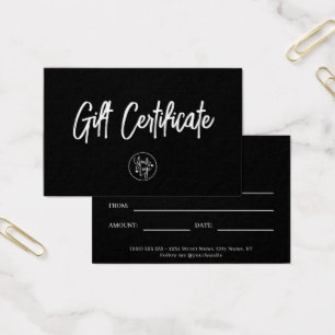 Black & White Business Logo Gift Certificate