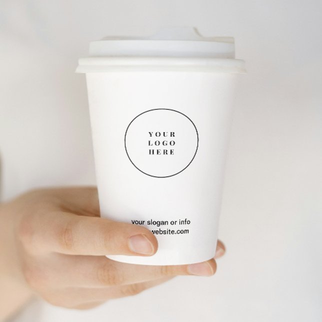 Black White Business Logo Minimal Business Paper Cups (Creator Uploaded)