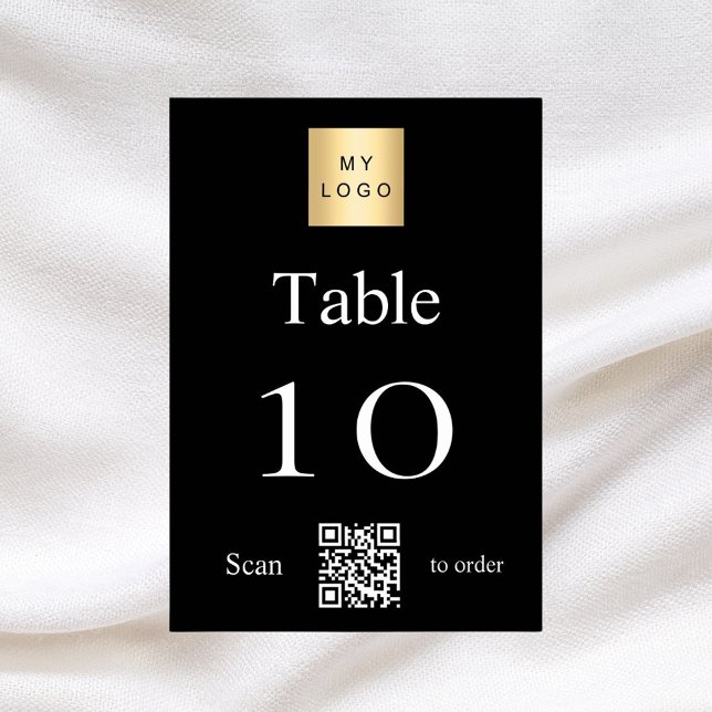 Black white business logo QR code table number (Creator Uploaded)
