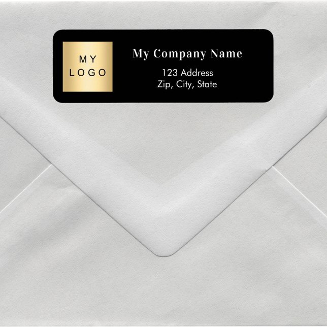 Black white business logo return address label (Creator Uploaded)