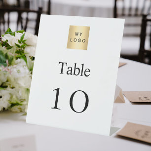 Black white business logo table number pedestal sign