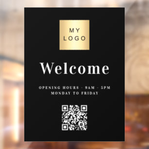 Black white business logo welcome QR code