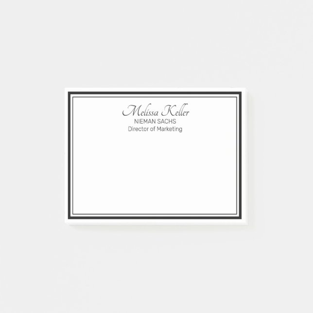 black white business marketing custom post-it notes (Front)