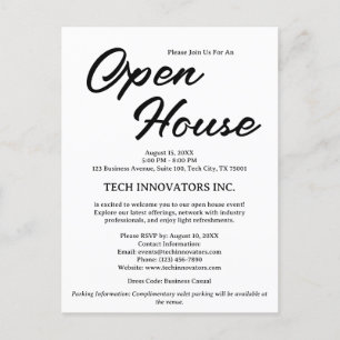 Black & White Business Open House Invitation Postcard