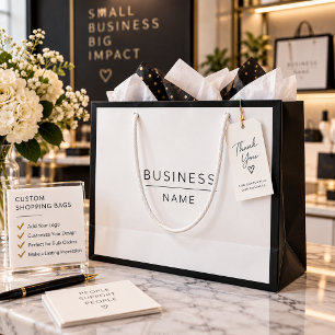 Black & White Business Promotional Custom Logo Large Gift Bag