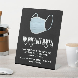Black & White Business Safety Wear A Mask Pedestal Sign