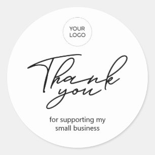 Black & White Business Thank you package Classic Round Sticker