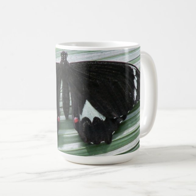 Black & White Butterfly Coffee Mug (Front Right)