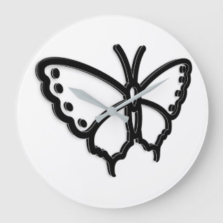 Black & White Butterfly Large Clock