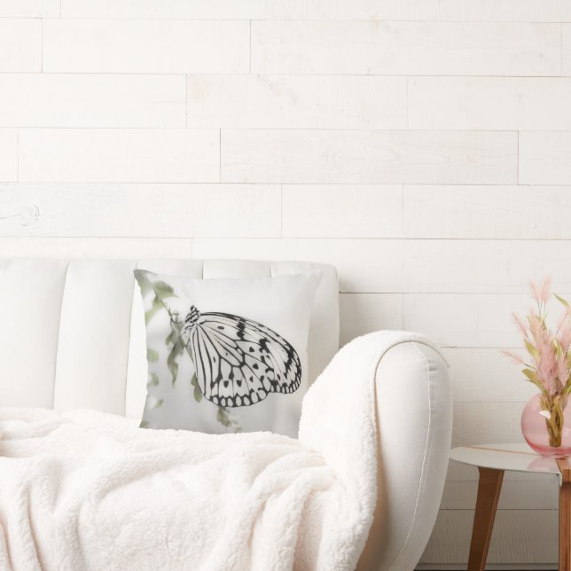Black White Butterfly on Tree Branch Cushion (Couch)